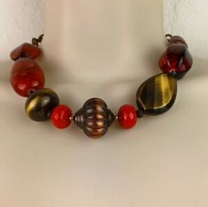 Multi Color Multitexture Large Beaded Boho Choker Necklace